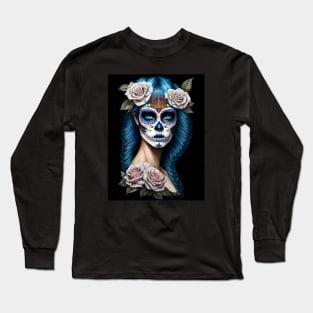 Sugar Skull Art - Stunning Woman Long Sleeve T-Shirt